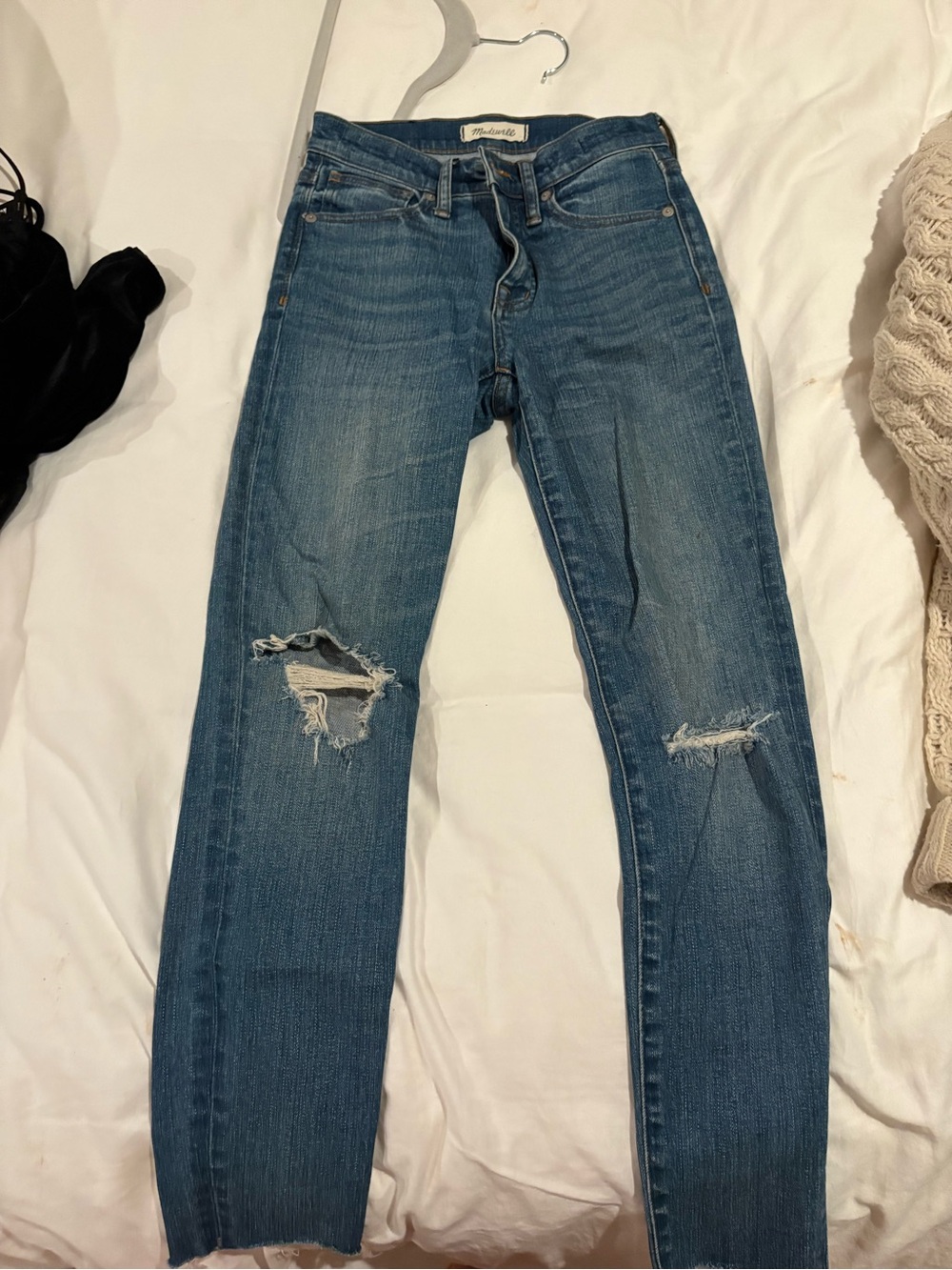 Madewell Straight Jeans with Knee Rips